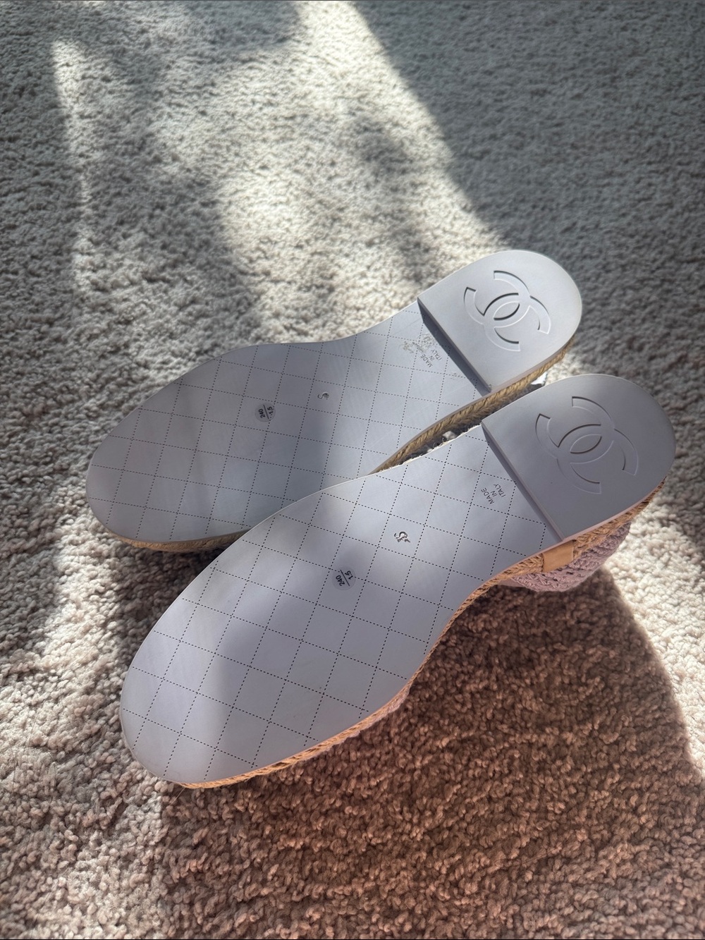 NEW CHANEL Lavender Crochet Espadrille Sandals - Picture 5 of 8